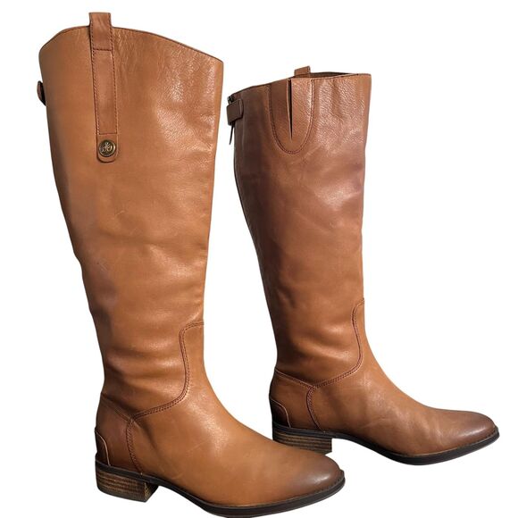 Sam Edelman Penny 2 Riding Boots Womens Size 6.5 Wide Calf Tan Leather Knee High - Picture 15 of 16